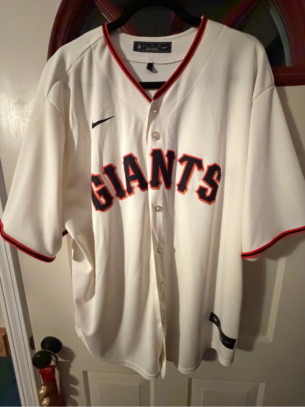 Nike White San Francisco Giants Home Jersey with Black and Orange Trim